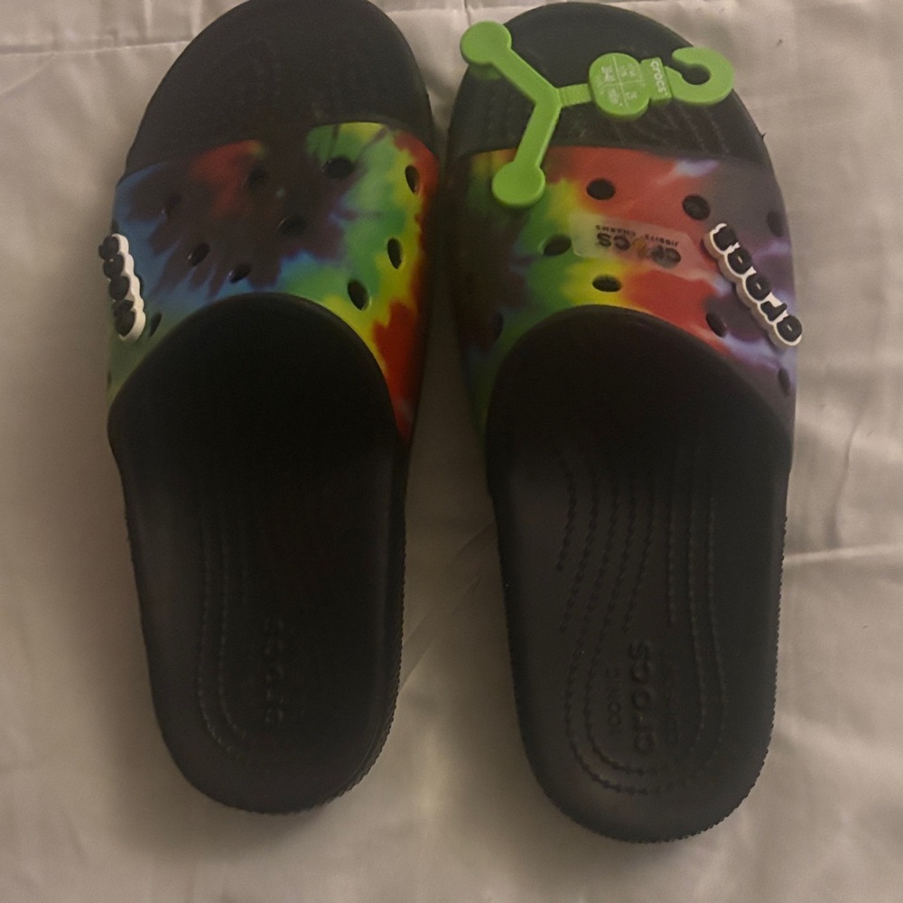CROCS  Multicolor Tie-Dye Slide Sandals - Picture 3 of 3